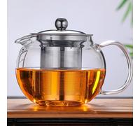 YUEMING Glass Teapot with Infuser, 600ML Borosilicate Glass Tea Pot with Tea Strainers for Loose Leaf Tea, Microwavable and Stovetop Safe,Removable 304 Stainless Steel Infuser