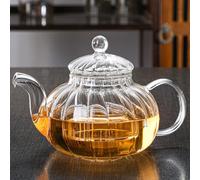 YUEMING Glass Teapot with Infuser, 600ml Teapot with Glass Strainer for Loose Tea, Heat Resistant Borosilicate Glass Teapot with Removable Infuser, Tea Kettle Safe On Stovetop