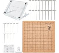 YUEMING Macrame Board Set, 18x18cm Double Side Macrame Board with Adjustable Stand and with 50 T-pins, Braiding Craft Helper Board for MacrameKnotting Creations