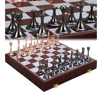 YUEMING Magnetic Metal Chess Board Chess Set, Foldable Portable Chess Board Set, Chess Board Set Educational Games Toys and Gifts for Adults and Children, 30 x 30 cm