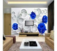 YueMingDi 3D Creative Living Room Decoration Blue Flower Landscape Living Room Sofa Tv Wallpaper-400Cm×280Cm