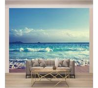 YueMingDi 3D Living Room Mural Home Décor Blue Ocean Beach View Living Room Sofa Tv Wallpaper-250Cm×170Cm