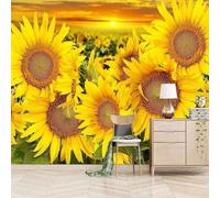 YueMingDi 3D Living Room Mural Home Décor Yellow Sunflower Flower Landscape Tv Bedroom Wallpaper Living Room Mural-430Cm×300Cm