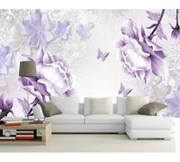 YueMingDi 3D Living Room Mural Home Decoration Purple Flower Flower Landscape Tv Bedroom Wallpaper Living Room Mural-400Cm×280Cm