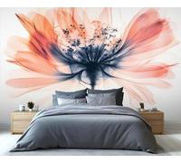 YueMingDi 3D Living Room Mural Home Decoration Simple Red Flower Creative Living Room Sofa Tv Wallpaper-350Cm×256Cm