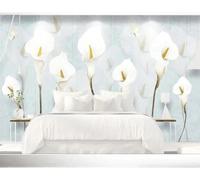 YueMingDi 3D Living Room Mural Home Decoration White Flower Landscape Creative Living Room Sofa Tv Wallpaper-150Cm×105Cm