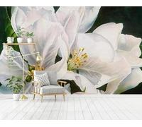 YueMingDi 3D Living Room Mural Home Decoration White Flower Tv Background Home Decoration Wallpaper-430Cm×300Cm