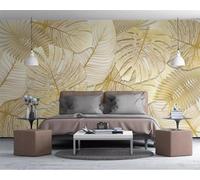 YueMingDi 3D Living Room Mural Home Decoration Yellow Plant Leaves Office Study Living Room Background Wallpaper-400Cm×280Cm
