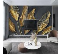 YueMingDi 3D Living Room Mural Home Decoration Yellow Plant Leaves Tv Background Home Decoration Wallpaper-400Cm×280Cm