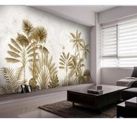 YueMingDi 3D Modern Mural Decoration Bedroom Yellow Plant Leaves Tv Background Home Décor Wallpaper-200Cm×140Cm