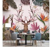 YueMingDi 3D Mural Home Wall Decoration Leaves Animal Deer Living Room Sofa Tv Wallpaper-350Cm×256Cm