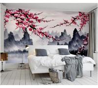 YueMingDi 3D Mural Home Wall Decoration Red Flower Mountain Study Living Room Office Background Mural-200Cm×140Cm
