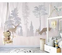YueMingDi 3D Mural Home Wall Decoration Simple Leaves Tree Landscape Office Study Living Room Background Wallpaper-200Cm×140Cm