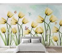 YueMingDi 3D Mural Home Wall Decoration Yellow Flower Butterfly Bedroom Living Room Modern Wallpaper-430Cm×300Cm