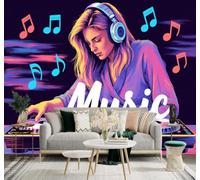 YueMingDi 3D Wallpaper Creative Watercolour Beautiful Woman Music Art | Creative Modern Murals Home Decor Study Living Room Bedroom Sofa Background Feature the Wall Decoration Luxury-200cm×140cm