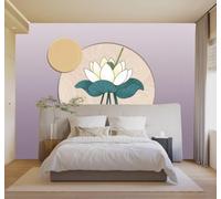 YueMingDi 3D Wallpaper Minimalist Golden Little Fish Moon Lotus Art | Creative Modern Murals Home Decor Study Living Room Bedroom Sofa Background Feature the Wall Decoration Luxury-200cm×140cm