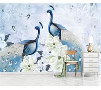 YueMingDi Animals Peacock Flowers Landscape Texture Murals Home Decoration Study Living Room Bedroom Background-300Cm×210Cm