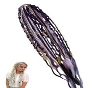 YUEMOL Elastic Dread Ponytail 22"Beaded Ponytail,Boho Braided Ponytail,with Hair Tie Extension Braids for Women Festival Cosplay(G)