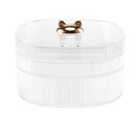 Yuemsh 3-Layer Acrylic Jewelry Organizer Jewellery Travel Box Organiser, Clear Jewelry Boxes for Women, Make up Organizer, With Cat Handle