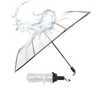 Yuemsh Automatic Folding Transparent Umbrella, Auto Open/Close, Windproof, Rainproof, Travel Umbrella, Transparent Color, 21cm Diameter, 7cm Length