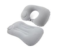 YUEMUZY 2Pcs Inflatable Travel Pillo w, Portable Camping Pillo w and Neck Pillo w, for Airplane, Car, Train, Office and Camping (Grey), Standard Size
