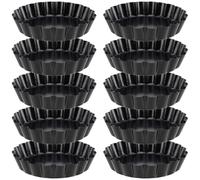 YUENPUN 10 PCS 10cm Quiche Tin Loose Base, 4 Inch Non-Stick Tart Tin Pans, Small Flan Tart Dishes,Tartlets Tins for Baking, Cooking