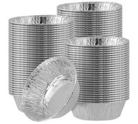 YUENPUN 100 PCS 180ml Aluminium Pie Dishes, Round Foil Dishes Small Round Deep Foil Pie Dishes Aluminium Foil Baking Bowl for Baking and Cooking, Apple Pies, Muffins, Cakes Making