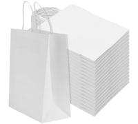YUENPUN 100 PCS White Kraft Paper Gift Bags with Handles, 27x21x11cm Party Favor Bags for Retail Packaging, Shopping
