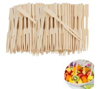 YUENPUN 1000 PCS Wooden Forks Bulk, 9cm Wooden Fruit Forks, Small Bamboo Fork for Fruit, Food, Snack, Party Supplies