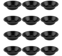YUENPUN 12 PCS Non Stick Individual Pie Dish, Round Individual Pie Dishes, Black Carbon Steel Pie Pan Individual, Individual Tart Dishes for Baking Quiche, Bread, Cake, Desserts, 12.6 x 8 x 3cm