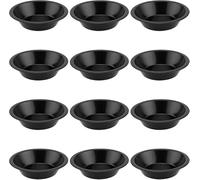 YUENPUN 12 PCS Small Individual Pie Dishes, Black Round Non Stick Tart Dish, Carbon Steel Mini Individual Pie Moulds for Baking Cake, Quiche, Dessert, 12.6 x 8 x 3cm
