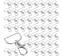 YUENPUN 120 PCS Swivel Keyring Clasps with D Ring, Lobster Clasps Swivel Trigger Snap Hooks, Silver D Ring Keyring Clip, Keychain Hooks with D Rings for Bags, Lanyards, DIY Crafts, 40 x 25mm