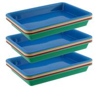 YUENPUN 15 PCS 28x21x3cm Coloured Plastic Craft Trays, 5 Colours Rectangle Plastic Art Activity Trays for Home Crafts, DIY Projects Supplies
