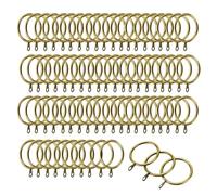 YUENPUN 150 Pcs Brass Curtain Rings Bulk with Sliding Eyelets, 38mm(1.5Inch) Inner Diameter Sliding Drapery Rings for Window Rods Shower Curtains