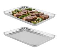 YUENPUN 2 Pack Stainless Steel Baking Trays, 40.5 x 30.5 x 2.5cm Non-Stick Large Baking Sheets Pans, Rectangle Oven Cooking Trays for Roasting Grilling Cookie
