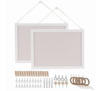 YUENPUN 2 Packs 30 x 40cm Cork Pin Board Double Sided with Linen, Hanging Cork Notice Board, Small Vision Board Includes 20 Pushpins for Home Kitchen Bedrooms Office Wall Decor