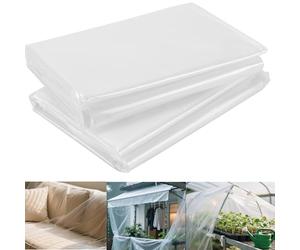 YUENPUN 2 PCS 2 x 10m Clear Polythene Sheeting, 1500g Thick Plastic Cover Sheet, Anti-dust Furniture Cover, Garden Grow Polytunnel Cover for Gardening, Greenhouse, Waterproof Insulation
