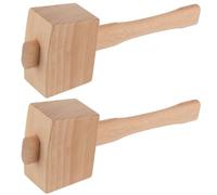 YUENPUN 2 PCS Beechwood Mallet, Woodworking Mallet for Chisels, Camping Hammer for Wooden Tapping Tool, Carved Chisel