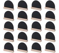 YUENPUN 20 Pack 10x9cm Mini Black Board Sign, Half Circle Contour Table Numbers Chalk Board with Wooden Stands for Displaying Table Numbers, Menu Information, Prices, Food Labels