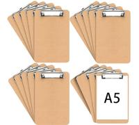 YUENPUN 20 Pack A5 Wood Clipboard, Brown A5 Hardboard Clipboards with Hanging Hole and Metal Clip for Restaurant Menu, Office Supplies