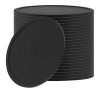 YUENPUN 24 PCS Black Silicone Drinks Coasters, Round Non Slip Mug Coasters Mats, Silicone Cup Coaster for Hot Drinks Coffee Table Desk Office Kitchen Bar
