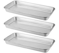 YUENPUN 3 PCS Metal Medical Trays, 22.5 x 11.7 x 2cm Small Instrument Tray, Stainless Steel Dental Trays for Lab Instrument Supplies Storage