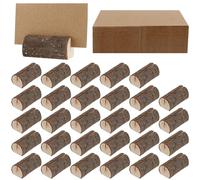 YUENPUN 30 PCS Rustic Wood Card Place Holders, Table Number Holder Stand with 45 Paper Cards, Wooden Table Menu Holders for Memo Note Photo