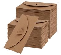 YUENPUN 300PCS Love Heart Clasp Envelopes, Mini Gift Card Envelope, Small Brown Kraft Paper Envelope for Gift, Wedding, Invitations, Thank You Cards