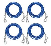 YUENPUN 4 PCS 3/8 Inch x 16.4Ft Steel Winch Cable, 15432 Lbs Breaking Strength Heavy Duty Tow Cable, Steel Wire Rope with Swivel Hook and PVC Casing for Towing Truck, Wrecker, Crane, Blue