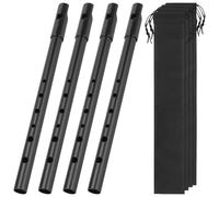 YUENPUN 4 PCS D Key Irish Tin Whistle, 28CM 6 Hole Aluminum Penny Slide Whistles, Black Celtic Folk Music Instrument Set for Beginners Intermediate Expert