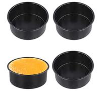 YUENPUN 4 PCS Non Stick Cake Tins,6 Inch Carbon Steel Cake Pans with Fixed Bottom,Small Birthday Wedding Layer Round Baking Tins for Roasting Serving, Black