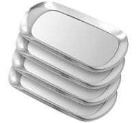 YUENPUN 4 PCS Oval Stainless Steel Silver Trays, 30 x 12cm Mirror Jewellery Cosmetic Metal Vanity Tray for Makeup, Small Item Storage Organising, Bathroom