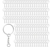 YUENPUN 400 PCS Split Keyring Set, 25mm Metal Key Ring Hoop with Chain and Jump Rings, Keyring Chain Ring Set for DIY Craft Jewelry Making and Keychains