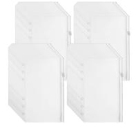 YUENPUN 48 PCS A6 Zipper Binder Pockets, 17 x 11 cm Clear Binder Pockets 6 Holes, A6 Plastic Wallets Ring Binder Loose Leaf for Bill Cash Cards Documents